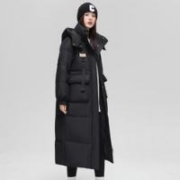 雪中飞 女式羽绒服秋冬休闲直筒防风可脱卸帽长款羽绒服