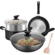 限移动端、京东百亿补贴：炊大皇 星空麦饭石色锅具套装 不粘锅 炒锅煎锅汤蒸锅 电磁炉通用 B50052