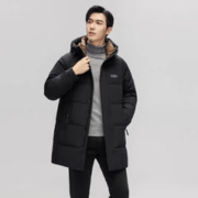 雪中飞 鹅绒羽绒服男士中长款2023年冬季新款连帽绅士黑色|8056 175/92A