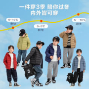 左西 儿童羽绒服轻薄冬季男童保暖短款连帽外套