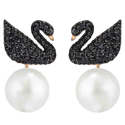 施华洛世奇（SWAROVSKI）品牌官方直售 黑色天鹅  ICONIC SWAN 耳钉 后挂式5193949