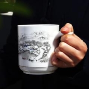 香自吟 白瓷雪景杯水杯杯子泡茶杯陶瓷杯陶瓷茶杯陶瓷功夫茶杯主人杯茶具