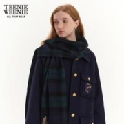 TEENIE WEENIE TeenieWeenie小熊2023年秋冬新款学院风格纹绵羊毛围巾时尚保暖女 猎人绿 均码
