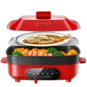 SUPOR 苏泊尔 JD3424D808 多用途锅 红色 5.5L+麦饭石色不粘