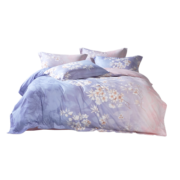 罗莱家纺100%纯棉床上四件套被套床单床上用品 紫1.5米床200*230cm