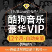 酷狗音乐 豪华VIP会员 12个月年卡 赠音乐包