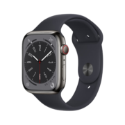 Apple Watch Series 8 智能手表GPS+蜂窝款41毫米石墨色不锈钢表壳午夜色运动型表带eSIM手表 S8 MNJK3CH/A