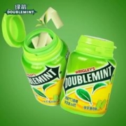 DOUBLEMINT 绿箭 口香糖约40粒64g*2瓶绿茶薄荷清新口气办公室休闲零食糖果 团