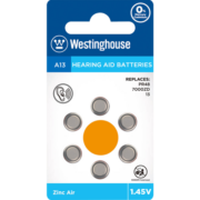 西屋（Westinghouse）A13/PR48/13A 1.45V 锌空电池 纽扣电池 扣式电池 6粒 助听器专用电池