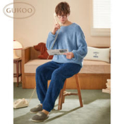 GUKOO 果壳 男士双面绒简约套头家居服 723416211507