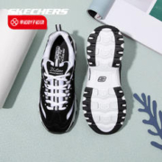 SKECHERS 斯凯奇 官网低帮运动鞋女鞋2023冬季新款时尚休闲鞋复古厚底熊猫鞋