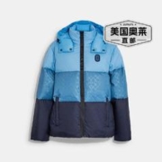 COACH 蔻驰 拼色羽绒服 蓝色CB661 直发