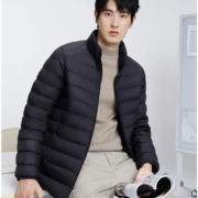 京东百亿补贴：京东京造【air+零压羽绒】轻薄羽绒服男外套冬立领白鸭绒 曜石黑L