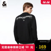 杰克琼斯 秋季男装潮流撞色胶印棉布上衣运动卫衣 E40黑色