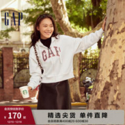Gap 盖璞 女装秋冬美式复古LOGO碳素软磨抓绒短款连帽卫衣445808辣妹风 灰白色 165/88A(S)