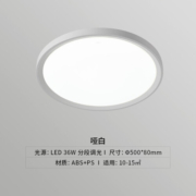 雷士（NVC） LED吸顶灯 卧室灯浴室厨房阳台走廊过道灯玄关入户封闭设计灯具 36瓦三段调光【哑白】