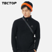 探拓（TECTOP）抓绒衣 男女拉链立领打底衫加厚保暖套头卫衣冲锋衣内胆 男款黑色 XL