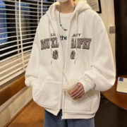 嘉晔 开衫卫衣男秋季美式复古连帽外套潮牌百搭宽松休闲上衣