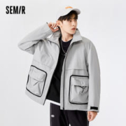 Semir 森马 外套男2022秋季新款宽松潮流ins时尚休闲工装男士立领夹克
