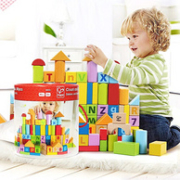 Hape E8402 木质大颗粒积木 80颗桶装