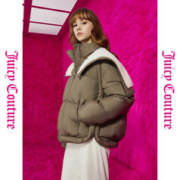 Juicy Couture 橘滋 雪顶泡芙logo拉链毛绒领女式羽绒服