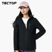 TECTOP 探拓 冲锋衣 加绒保暖透气户外服冲锋衣 黑色
