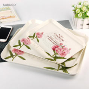 KORDCO 塑料密胺托盘长方形家用水杯托盘印花欧式茶盘饺盘果盘蛋糕盘大 夹竹桃PN327