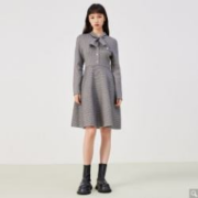 VERO MODA 圣诞新年款 女士千鸟格收腰连衣裙