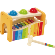 Hape(德国)儿童玩具二合一早旋律敲琴台敲木琴男孩新年礼物 E0305