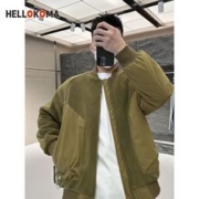 HELLOKOMA 美式夹克复古工装春秋飞行员宽松高街棉服棒球新款潮流加厚外套