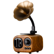 山水（SANSUI）复古高音质无线蓝牙音箱家庭仿古小型留声机桌面迷你小音响便携家用收音机手机电脑音乐播放器 浅木纹