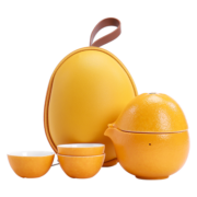 苏氏陶瓷（SUSHI CERAMICS）旅行茶具 心想事橙便捷功夫茶具套装 陶瓷快客杯带便携旅行包