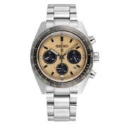 精工（SEIKO）手表PROSPEX系列熊猫迪太阳电能三眼针钢带夜光100米防水腕表 金盘SSC817P1
