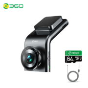 360行车记录仪 G300 高清夜视 电子狗一体 黑灰色+64G卡+降压线套餐