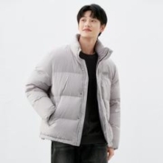 gxgjeans 秋冬字母印花灰色立领短款保暖男式羽绒服男