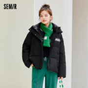 Semir 森马 羽绒服女长款连帽冬季宽松保暖厚外套时尚机能风新款