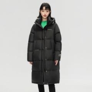 雪中飞 女式羽绒服抽绳防风连帽防风袖口印花设计年轻简约户外保暖外套女