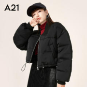A21 秋冬季新款女装短款外套慵懒保暖棉衣棒球服女加厚工装棉服女 黑色 M