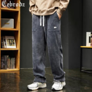 Cebrodz 法国Cebrodz重磅运动卫裤男士春秋灯芯绒直筒潮牌宽松垂感休闲裤