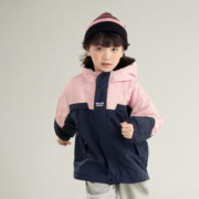 SESAME STREET 芝麻街女童外套秋冬装2023新款中大童男童连帽休闲加厚棉服 藏深蓝 120cm