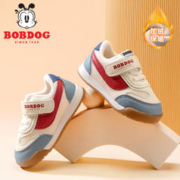BoBDoG 巴布豆 卡乐童鞋儿童学步鞋男女宝宝室内鞋婴儿软底春秋新款网面透气运动鞋 红色网面加绒款