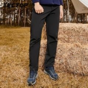 TECTOP 探拓 户外软壳裤男冬季加厚保暖休闲长裤加绒弹力防寒登山裤子 男款黑色 3XL