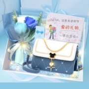 NaiBaiQi 奈佰琪 女士包包女包新款单肩包链条斜挎包小方包 NBQ-2993蓝+白【高档礼盒