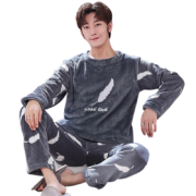 Plus会员:南极人 男士加绒法兰绒家居服套装