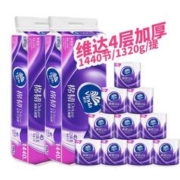 Vinda 维达 卷纸棉韧有芯卷筒纸4层120节x24卷压花卫生纸实惠装