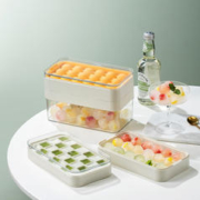 KAWASIMAYA 川岛屋 冰块模具家用储冰制冰盒食品级硅胶冰格带盖冰箱冻冰块神器 绿色方形PP冰格(28格)-[加厚pp材质]