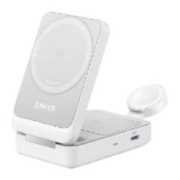30日0点：Anker 安克 MagGo 三合一无线充电器 Type-C 15W 白色