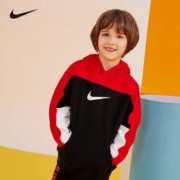 NIKE 耐克 小童装男童保暖连帽卫衣冬季儿童针织休闲上衣 正黑色 120(6)