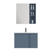 九牧（JOMOO）浴室柜陶瓷一体盆极简奶油风洗脸盆柜组合灰蓝80cm A2718-148W-1