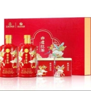 五粮液 年货送礼 富贵吉祥茶酒礼盒52度500ml*2瓶+红茶30g*2罐龙年白酒